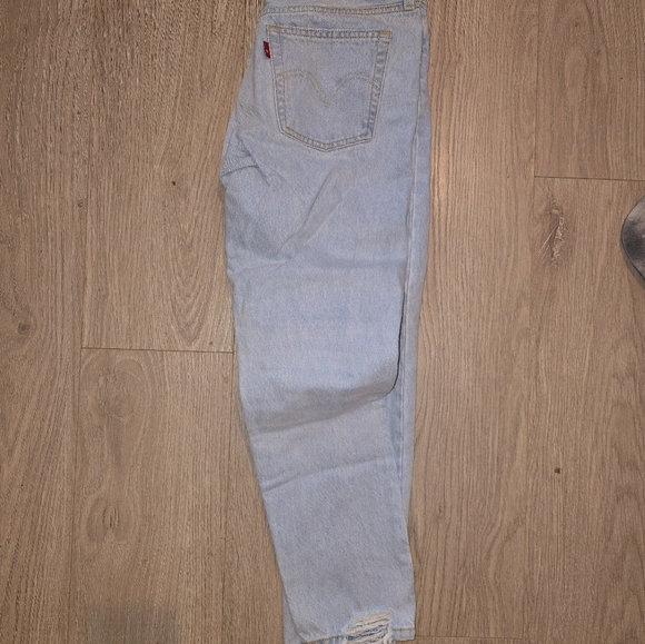 Levi's 501 Light Blue Skinny High Rise Distressed Cotton Denim Jeans Size 31x28 - Picture 2 of 2